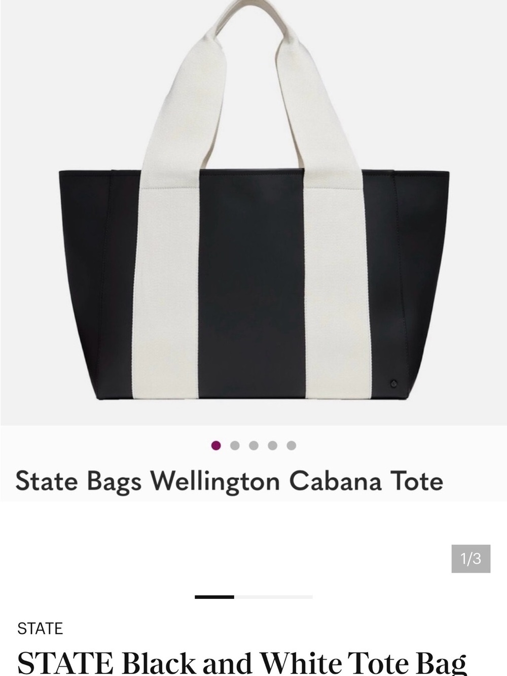 STATE Black and White Striped Cabana Tote